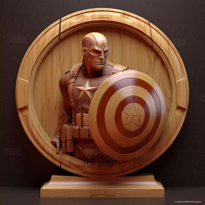Captain America with shield 4 stl model for CNC